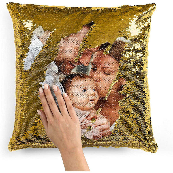 Custom Photo Sequin Pillow Cases | Blue Mermaid Sequin Pillow Case w Any Picture | Magic Reversible Throw Pillowcases - Decorative Cushion, Pillow Cover for Sofa Couch - Home Decor Personalized Gifts | B09JZC1NPQ - GiftShire