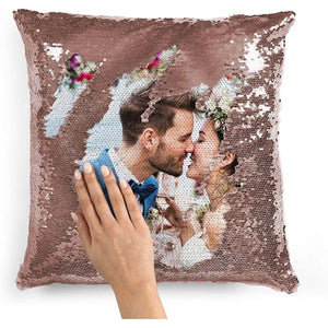 Personalized Sequin Photo Pillow Case with Custom Colors - GiftShire