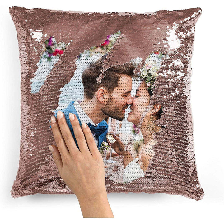 Personalized Sequin Photo Pillow Case with Custom Colors - GiftShire