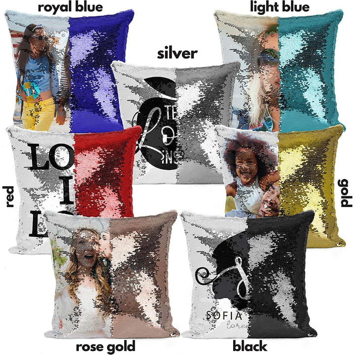 Personalized Sequin Photo Pillow Case with Custom Colors - GiftShire