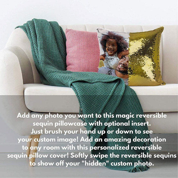 Personalized Sequin Photo Pillow Case with Custom Colors - GiftShire