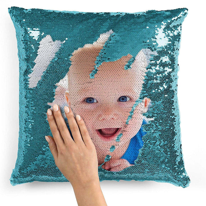 Personalized Sequin Photo Pillow Case with Custom Colors - GiftShire