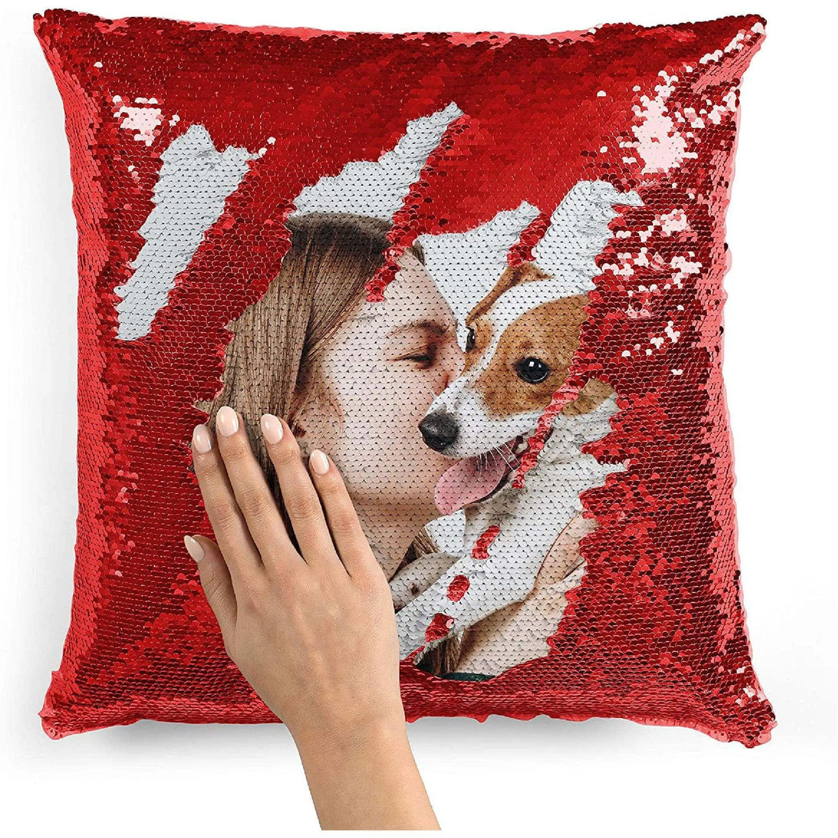 Personalized Sequin Photo Pillow Case with Custom Colors - GiftShire