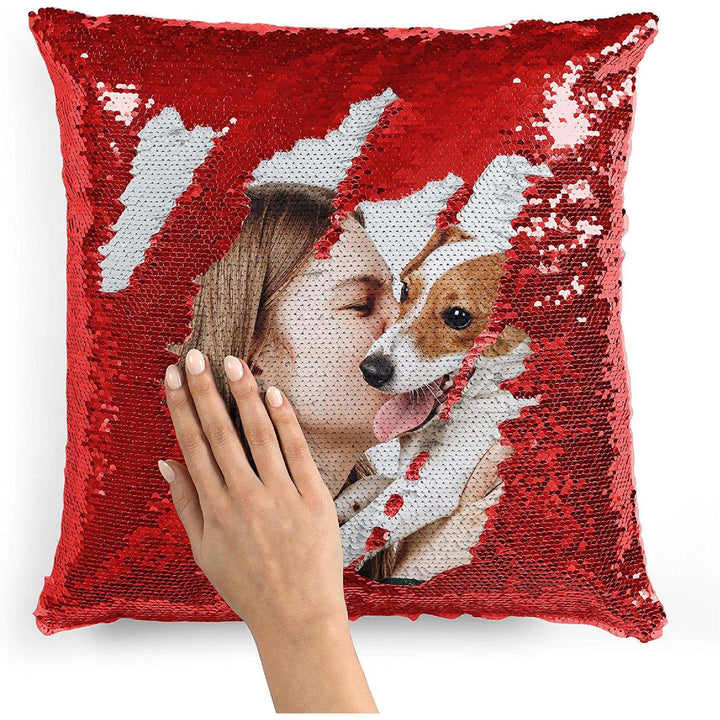 Personalized Sequin Photo Pillow Case with Custom Colors - GiftShire