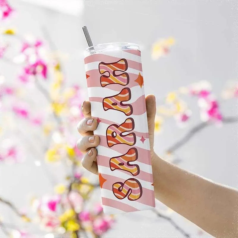 Personalized Retro Tumbler with Groovy Font - GiftShire