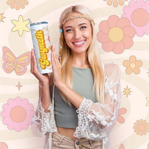 Personalized Retro Tumbler with Groovy Font - GiftShire