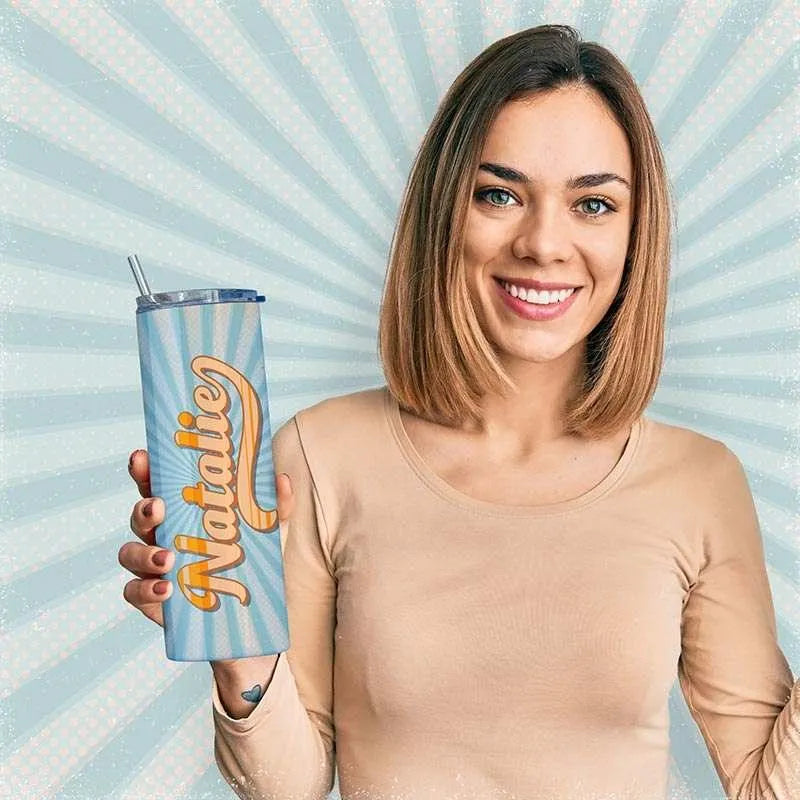 Personalized Retro Tumbler with Groovy Font - GiftShire