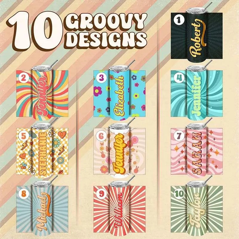 Personalized Retro Tumbler with Groovy Font - GiftShire