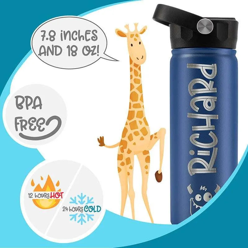 Custom Water Bottle for Children with Icon and Font - GiftShire