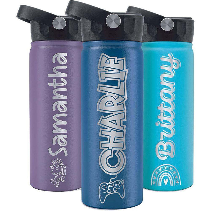 Custom Water Bottle for Children , Back to School, Kids - Personalized Kids Water Bottle | B0B8NZ29JN - ICON&FONT - GiftShire