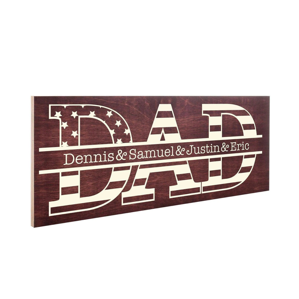 Custom Wood Sign Gifts for Dad - Personalized Flag Design Sign, Gift for Him - GiftShire
