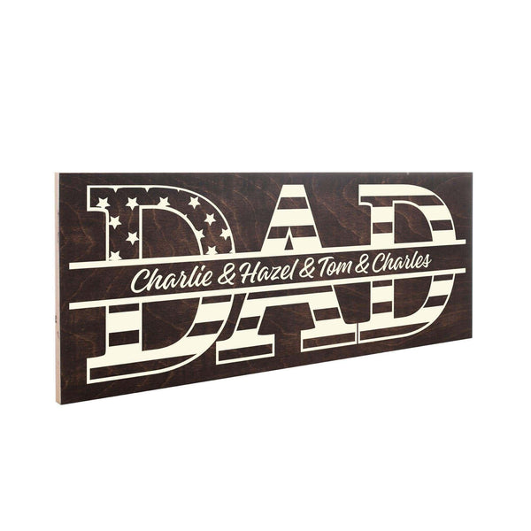 Custom Wood Sign Gifts for Dad - Personalized Flag Design Sign, Gift for Him - GiftShire