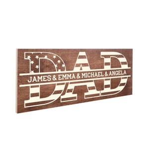 Custom Wood Sign Gifts for Dad - Personalized Flag Design Sign, Gift for Him - GiftShire
