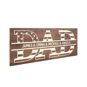 Custom Wood Sign Gifts for Dad - Personalized Flag Design Sign, Gift for Him - GiftShire