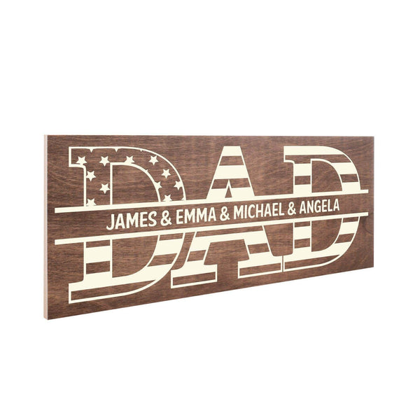 Custom Wood Sign Gifts for Dad - Personalized Flag Design Sign, Gift for Him - GiftShire