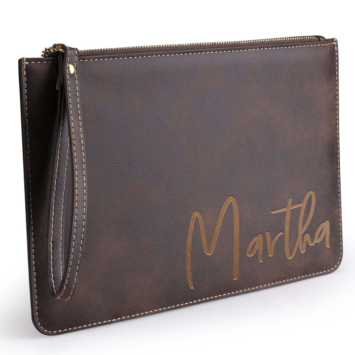 Engraved Leather Makeup Bag,FONTS - Personalized Clutch Purses | B09W9LRJ51 - FONT5 - GiftShire