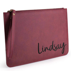 Personalized Leatherette Make-up Bag with Engraved Name - GiftShire