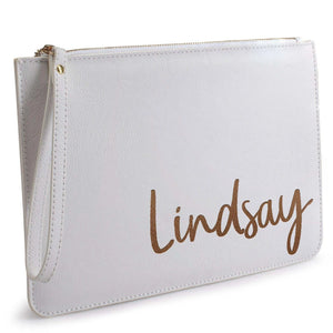 Personalized Leatherette Make-up Bag with Engraved Name - GiftShire