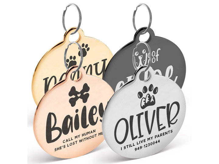 Engraved Pet ID Tags for Cats, Dogs - 4 Color & 5 Shape Options, Personalized w/ 20 Icons, Name, Address, Phone Number - Accessories for Four Legged Friends, Stainless Steel #Rectangular - Silver | B0BLNMVDSM - GiftShire