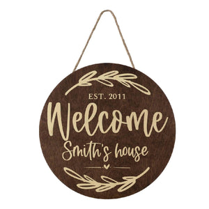 Custom Wooden Round Welcome Sign - GiftShire