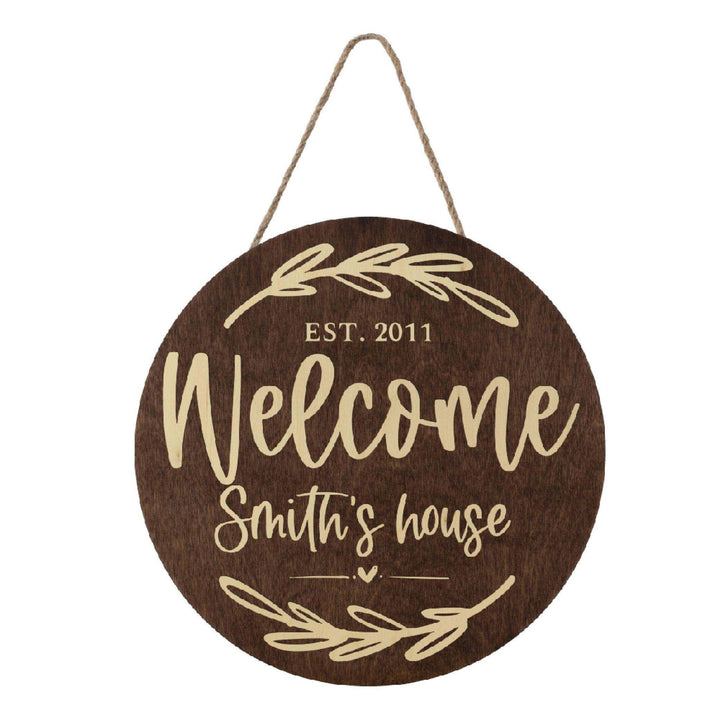 Custom Wooden Round Welcome Sign - GiftShire