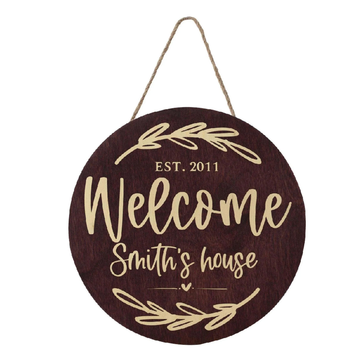 Custom Wooden Round Welcome Sign - GiftShire