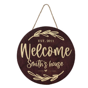 Custom Wooden Round Welcome Sign - GiftShire