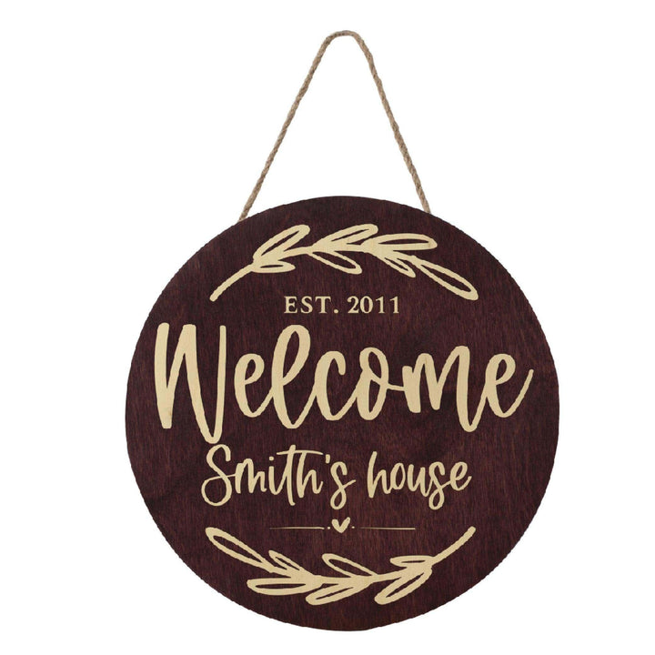 Custom Wooden Round Welcome Sign - GiftShire