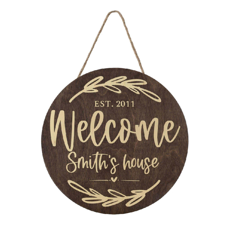 Custom Wooden Round Welcome Sign - GiftShire