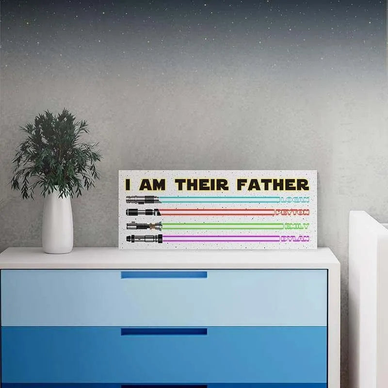 I am Their Father Sign, Christmas Gifts for Dad, Dad Wood Sign w/ Kids Names - GiftShire