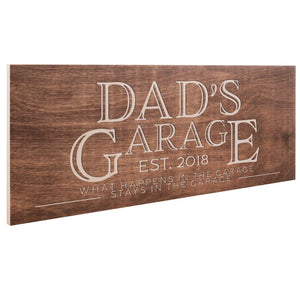 Personalized Dad Sign - Custom Wooden Sign, Garage Sign for Dad - GiftShire