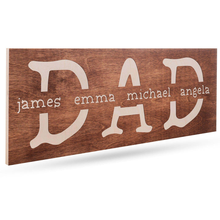 Gifts for Dad - Personalized Wooden Sign w/Names - Dad Gifts from Daughter, Son | B095KGZVQQ - D5 - GiftShire
