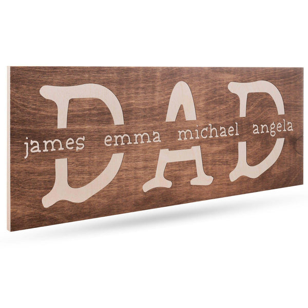 Custom Dad Sign - Personalized Wooden Sign w/ Names, Gift For Dad, Him - GiftShire
