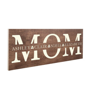 Mom Personalized Wooden Sign with Kids Names - GiftShire