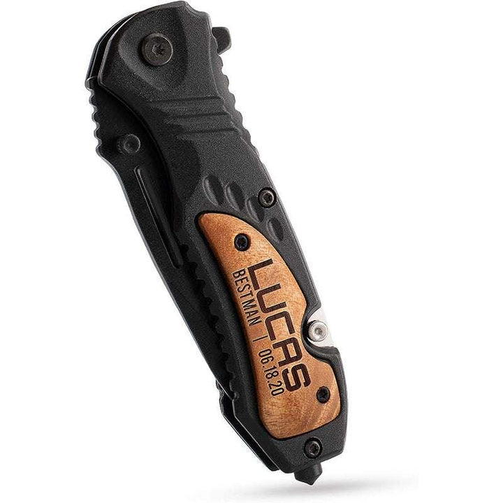 Custom Engraved Pocket Knives for Groomsmen, Black Knife - GiftShire