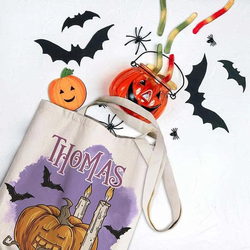 Halloween Tote Bag for Kids, Personalized Trick or Treat Tote Bag - GiftShire