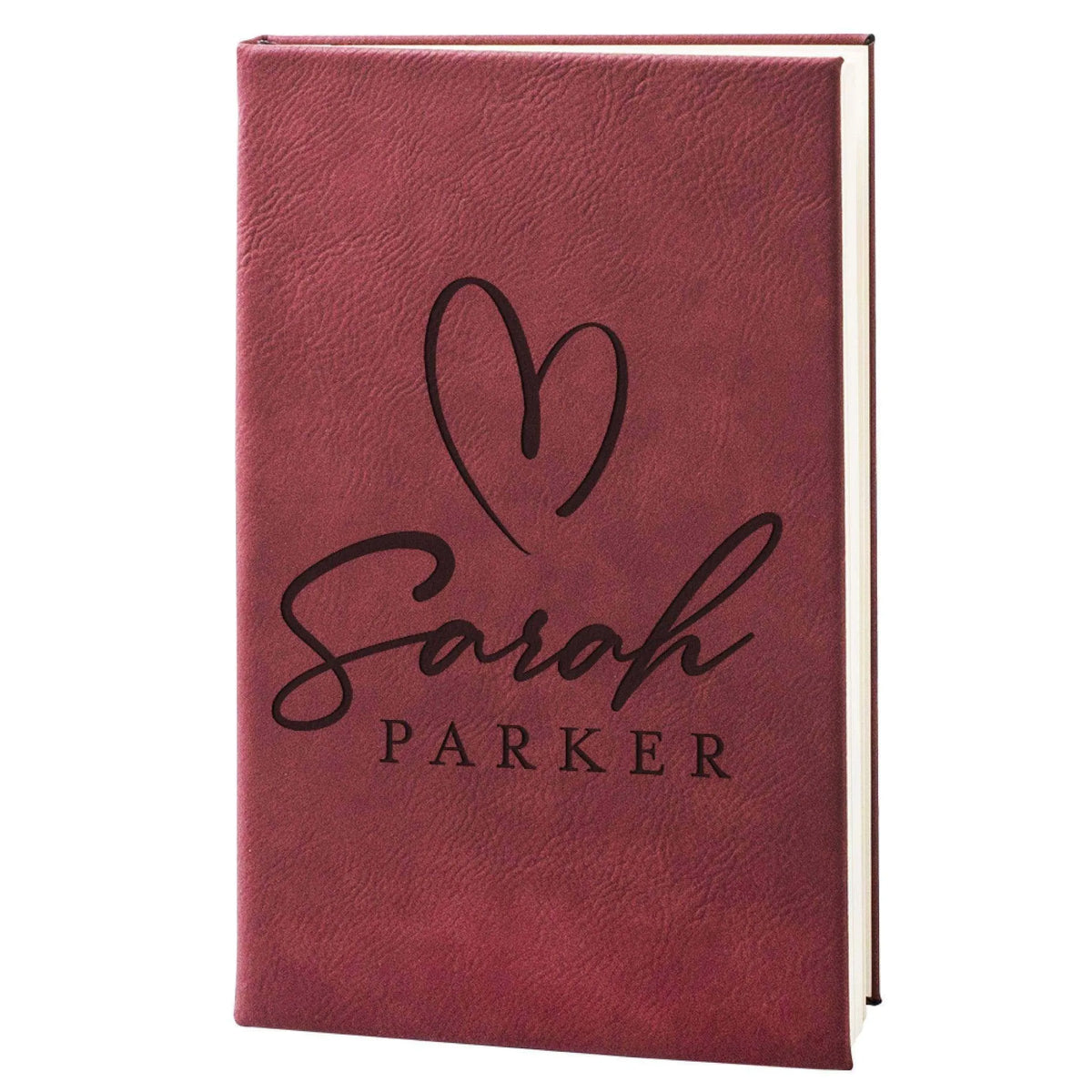 Custom Leather Notebook - Hearted Design Notebook, Gift for Her - GiftShire
