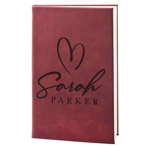 Custom Leather Notebook - Hearted Design Notebook, Gift for Her - GiftShire