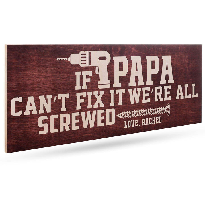 Custom Wooden Dad Sign - Personalized Papa Sign, Drill Design, for Him - GiftShire