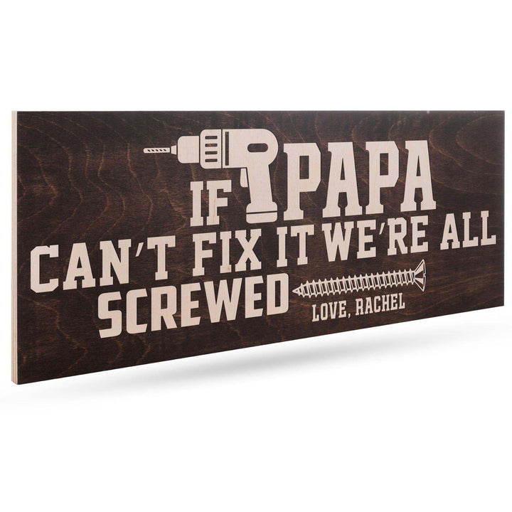 Custom Wooden Dad Sign - Personalized Papa Sign, Drill Design, for Him - GiftShire