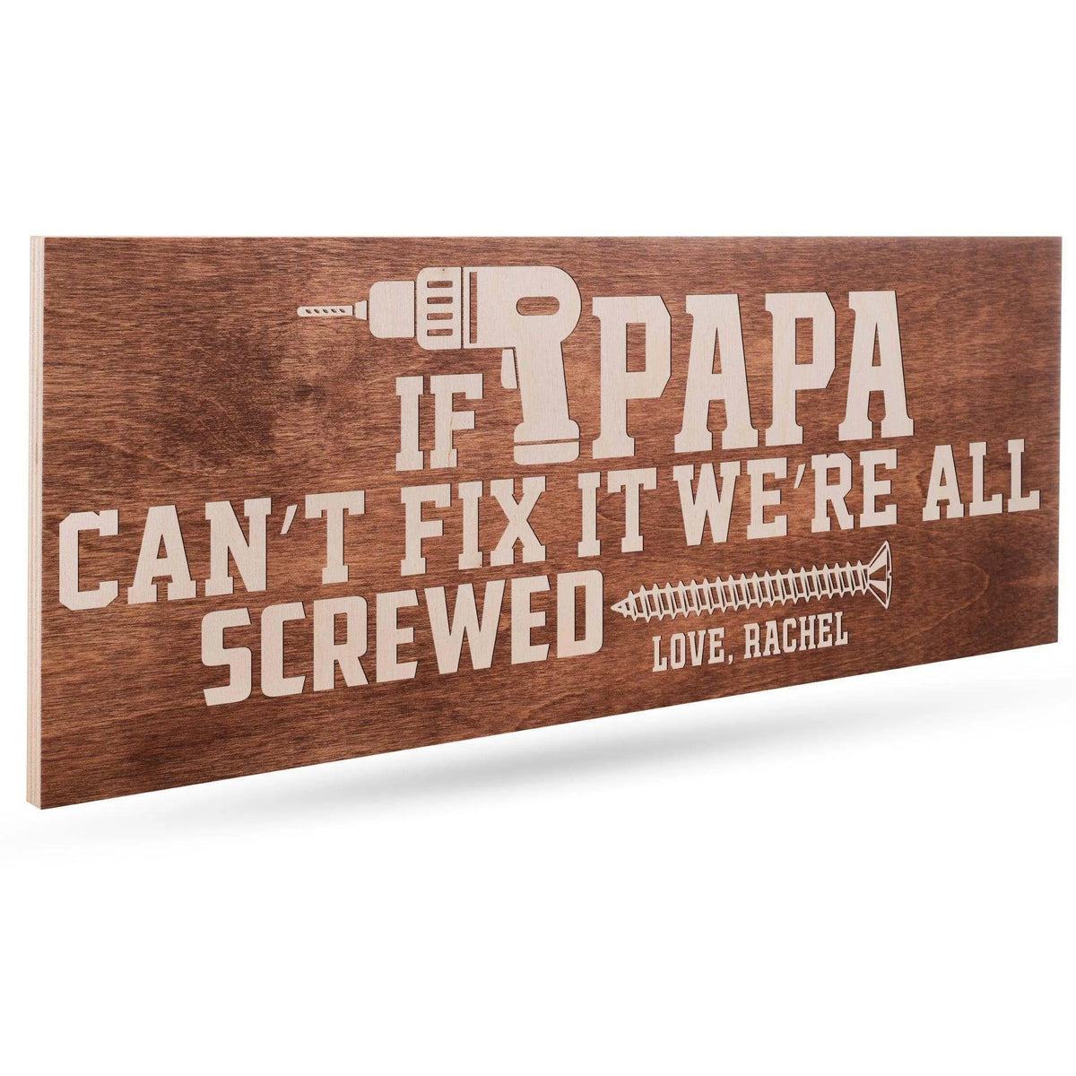 Custom Wooden Dad Sign - Personalized Papa Sign, Drill Design, for Him - GiftShire