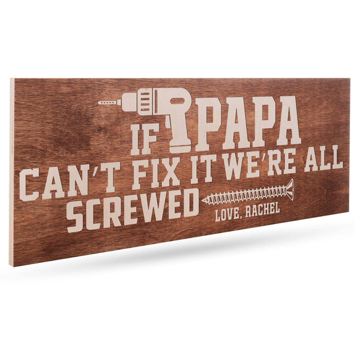 Custom Wooden Dad Sign - Personalized Papa Sign, Drill Design, for Him - GiftShire