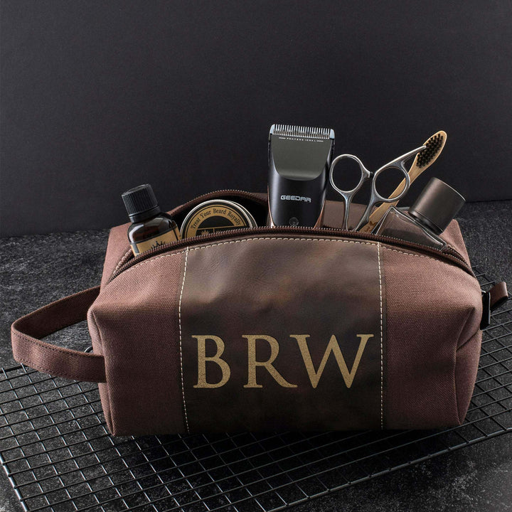 Initial Style, Personalized Toiletry Bag, Engraved Leatherette | B08B2PNLLT - D10 - GiftShire