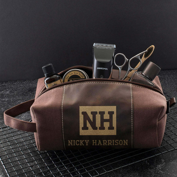 Personalized Toiletry Bag - Custom Initial Design Toiletry Bag, Gift for Him - GiftShire