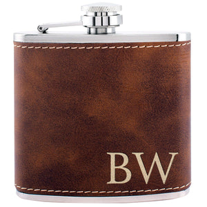 Engraved Leather Flask - GiftShire