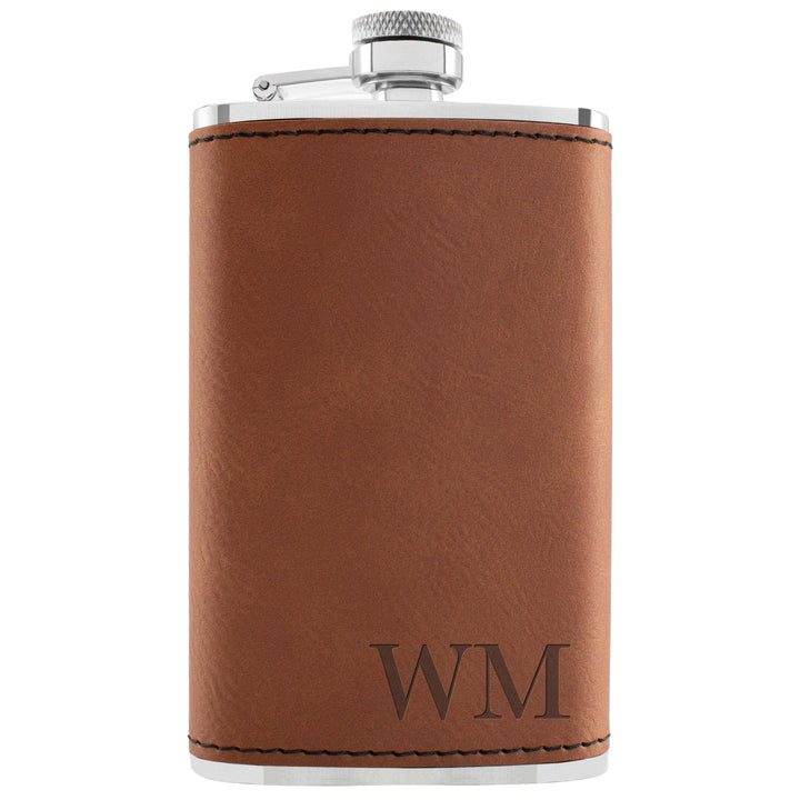 Initials, Rawhide Leatherette Liquor Flask | B089WHQHNT - D3 - GiftShire