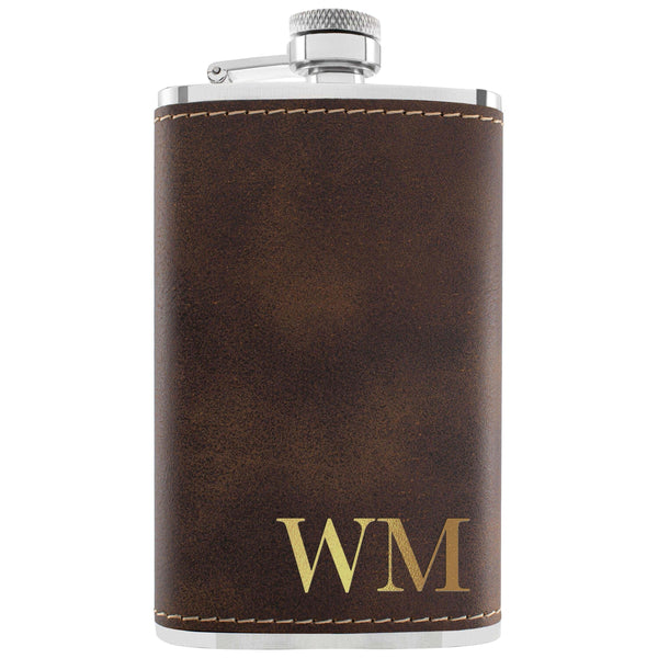 Stainless Steel Leather Flask - GiftShire