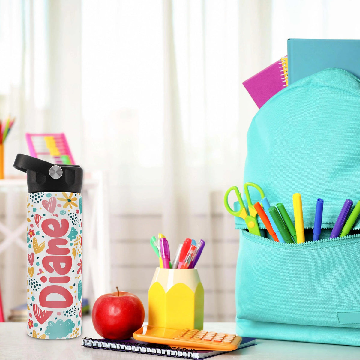 Kids Water Bottle for School, Custom Toddler Water Bottle for Children - GiftShire