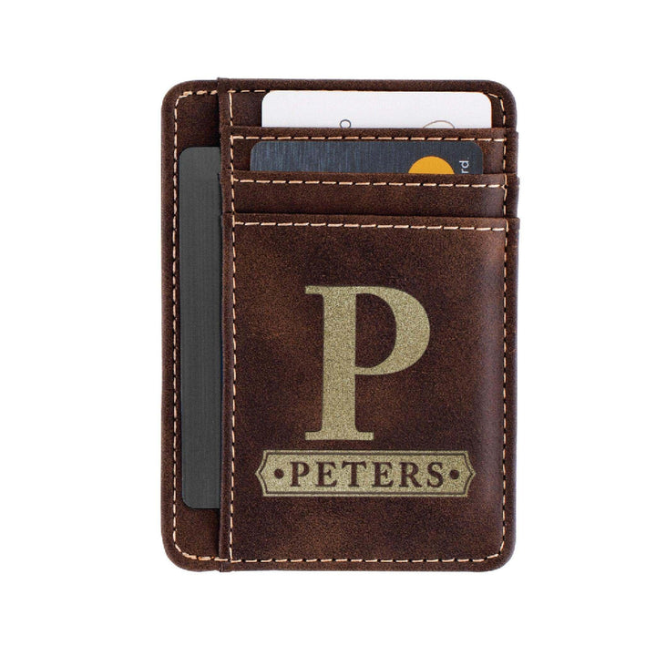 Leather Card Holder for Men Gift - Personalized Slim Wallet | B091Z8YX4M - DESIGN7 - GiftShire