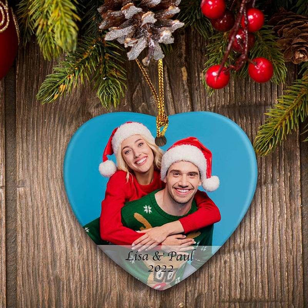 Christmas Heart ornament With Picture - GiftShire